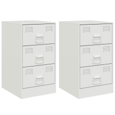 vidaXL 2 db fehér acél éjjeliszekrény 34,5x39x62 cm bútor