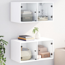 vidaXL 2 db fehér faliszekrény üvegajtóval 68,5 x 37 x 35 cm bútor