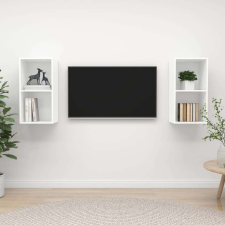 vidaXL 2 db fehér forgácslap falra szerelhető TV-szekrény bútor