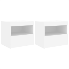 vidaXL 2 db fehér műfa éjjeliszekrény LED-fényekkel 50x40x45 cm (836764) bútor