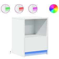 vidaXL 2 db fehér szerelt fa éjjeliszekrény LED-fényekkel (852020) bútor
