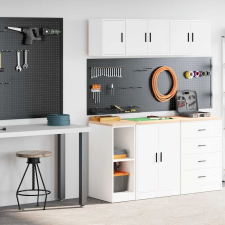 vidaXL 2 db fehér szerelt fa garázs szekrények bútor