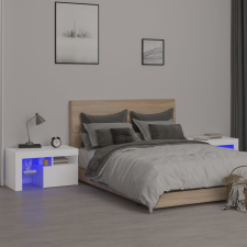 vidaXL 2 db fehér színű LED-lámpás éjjeliszekrény 70x36,5x40 cm bútor