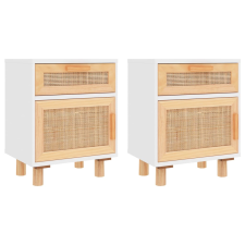vidaXL 2 db fehér természetes rattan éjjeliszekrény (345607) bútor