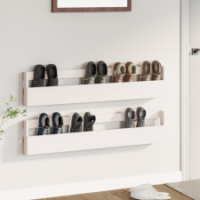 vidaXL 2 db fehér tömör fenyőfa fali cipőtartó 110 x 9 x 23 cm bútor