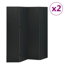 vidaXL 2 db fekete acél 4-paneles térelválasztó 160 x 180 cm bútor