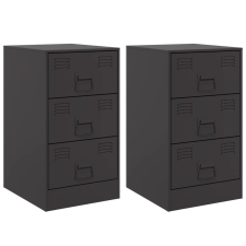 vidaXL 2 db fekete acél éjjeliszekrény 34,5x39x62 cm bútor