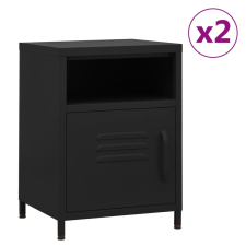 vidaXL 2 db fekete acél éjjeliszekrény 35 x 35 x 51 cm bútor