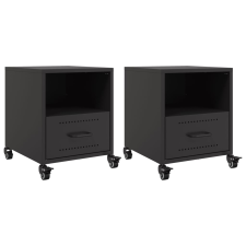 vidaXL 2 db fekete acél éjjeliszekrény 36x39x43,5 cm (846705) bútor