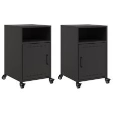 vidaXL 2 db fekete acél éjjeliszekrény 36x39x59 cm (846717) bútor