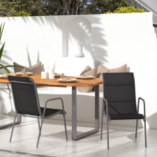 vidaXL 2 db fekete acél és textilén kerti szék kerti bútor