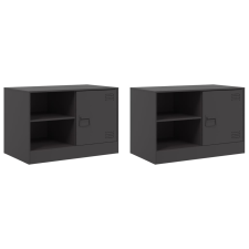 vidaXL 2 db fekete acél TV-szekrény 67 x 39 x 44 cm bútor