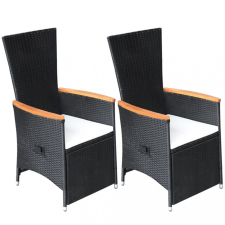 vidaXL 2 db fekete dönthető háttámlás polyrattan kerti szék párnával kerti bútor
