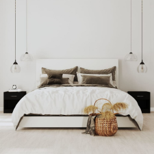 vidaXL 2 db fekete éjjeliszekrény fiókkal bútor