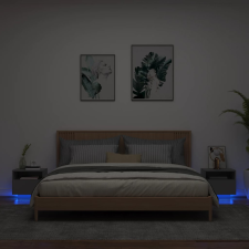 vidaXL 2 db fekete éjjeliszekrény LED-világítással 40 x 39 x 37 cm bútor