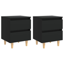 vidaXL 2 db fekete éjjeliszekrény tömör fenyőfa lábakkal 40x35x50 cm bútor