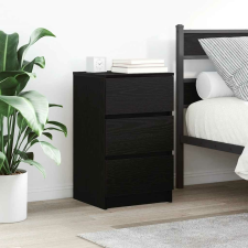 vidaXL 2 db fekete éjjeliszekrények 3 fiókkal 39x35x65 cm bútor