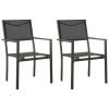 vidaXL 2 db fekete és antracitszürke textilén és acél kerti szék