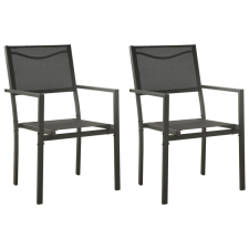 vidaXL 2 db fekete és antracitszürke textilén és acél kerti szék kerti bútor