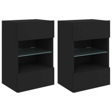 vidaXL 2 db fekete fali TV-szekrény LED-világítással 40x30x60,5 cm (837081) bútor