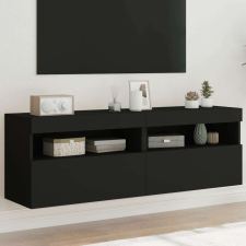 vidaXL 2 db fekete fali TV-szekrény LED-világítással 60x30x40 cm bútor