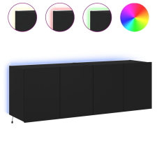 vidaXL 2 db fekete falra szerelhető TV-szekrény LED-del 60x35x41 cm (837305) bútor