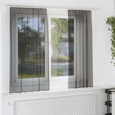 vidaXL 2 db fekete fátyolfüggönyök fülecske tetejével 140x260 cm lakástextília