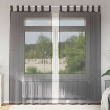 vidaXL 2 db fekete fátyolfüggönyök fülecske tetejével 140x260 cm lakástextília