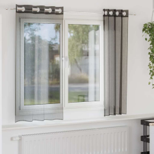 vidaXL 2 db fekete fátyolfüggönyök rojtokkal 140x140 cm lakástextília