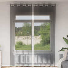 vidaXL 2 db fekete fátyolfüggönyök rojtokkal 140x260 cm lakástextília
