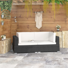 vidaXL 2 db fekete moduláris polyrattan sarokfotel párnákkal kerti bútor