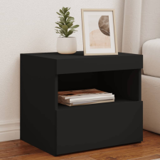 vidaXL 2 db fekete műfa éjjeliszekrény LED-fényekkel 50x40x45 cm bútor