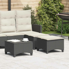 vidaXL 2 db fekete polirattan kerti székek párnákkal 55x55x36 cm kerti bútor
