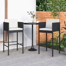 vidaXL 2 db fekete polyrattan bárszék párnával bútor