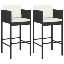 vidaXL 2 db fekete polyrattan bárszék párnával (316657) kerti bútor