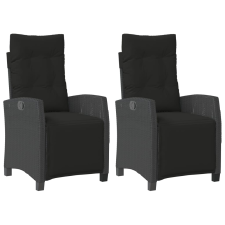 vidaXL 2 db fekete polyrattan dönthető kerti szék lábtartóval (365241) kerti bútor