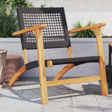 vidaXL 2 db fekete polyrattan és akácfa kerti szék kerti bútor