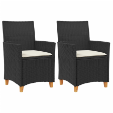 vidaXL 2 db fekete polyrattan és tömör fa kerti szék párnával (368717) kerti bútor