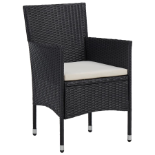 vidaXL 2 db fekete polyrattan kerti étkezőszék kerti bútor