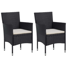 vidaXL 2 db fekete polyrattan kerti étkezőszék kerti bútor