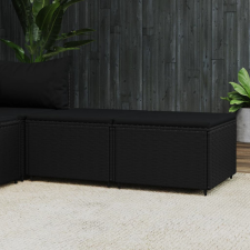 vidaXL 2 db fekete polyrattan kerti lábtartó párnákkal kerti bútor