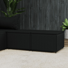 vidaXL 2 db fekete polyrattan kerti lábtartó párnákkal kerti bútor
