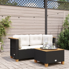 vidaXL 2 db fekete polyrattan kerti sarokkanapé párnákkal kerti bútor