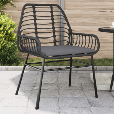 vidaXL 2 db fekete polyrattan kerti szék párnával kerti bútor