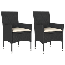 vidaXL 2 db fekete polyrattan kerti szék párnával (368108) kerti bútor