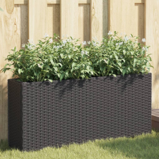 vidaXL 2 db fekete polyrattan kerti ültetőláda 2 cseréppel 90x20x40 cm kerti tárolás