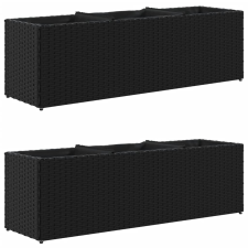 vidaXL 2 db fekete polyrattan kerti ültetőláda 3 cseréppel 105x30x32cm (3210522) kerti tárolás