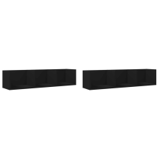 vidaXL 2 db fekete szerelt fa faliszekrény 75x18x16,5 cm (840432) bútor