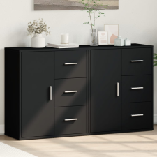 vidaXL 2 db fekete szerelt fa tálalószekrény 60 x 31 x 70 cm bútor