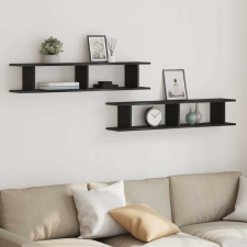 vidaXL 2 db fekete tölgy szerelt fa fali polcok 105x18x20 cm bútor